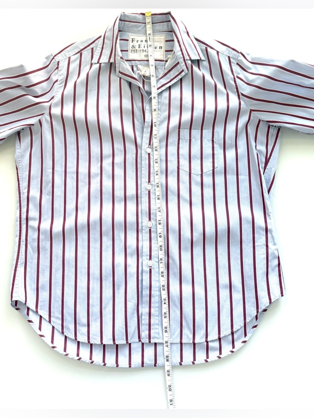 Frank & Eileen Eileen Relaxed Button-Up Shirt Blue Red White Stripe XXS - Picture 10 of 10
